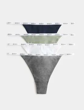 Pk Cotton Rich Tanga Thongs Grey Mix female - M&S - FashionsVida