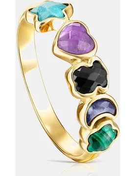 Anillo glory bañado en oro de 18 kt sobre plata con gemas - Tous - FashionsVida