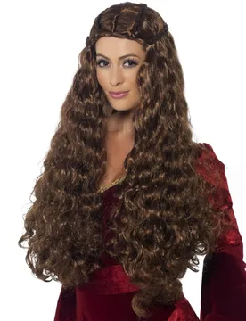 Mittelalter Langhaar-Perücke mit Zöpfen dunkelbraun - RUBIES NL - FashionsVida