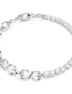 Braccialetto Matrix, Taglio Round, Bianco, Placcato rodio OS - Swarovski - FashionsVida