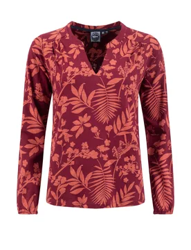 Weird Fish Brooke Printed V Neck Jersey Top Size 14 - new-arrivals all new-arrivals womens women women all-womens women tshirts-and-tops women tshirts - Cinnamon - FashionsVida