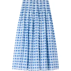 Falda larga acampanada vichy con lino