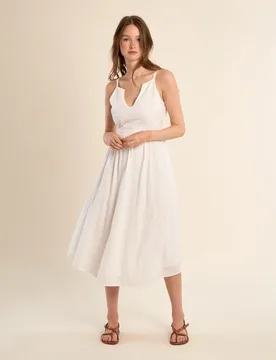 Vestido largo de tirantes con detalles bordados - Molly Bracken - FashionsVida