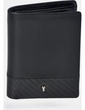 Cartera vertical de hombre en piel vacuna grabada en carbono - Yanko - FashionsVida