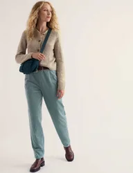 Pure Cotton Cord Tapered Trousers Light Blue female