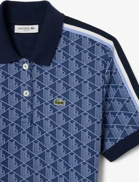 Vestido polo de mujer de corte ajustado de jacquard con monograma de manga corta - Lacoste - FashionsVida