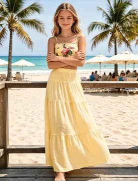 Falda blanca casual para niñas, estilo patchwork, para regreso a la escuela, vacaciones, otoño, ropa de otoño, atuendos para días festivos 9Y - Shein - FashionsVida