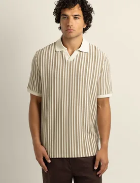 Mattias Mens Jacquard Stripe Polo Shirt - Larsson & Co - FashionsVida