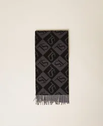 Étole jacquard avec losanges et logo