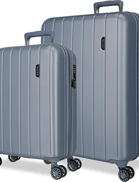 Juego de maletas (cabina y mediana) wood rígidas con capacidad de 119l en negro - Movom - FashionsVida