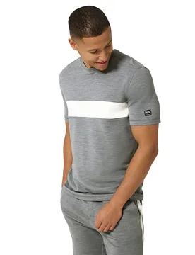 T-shirt à Manches Courtes Montana Brush Regular Fit Cashmere Grey Melange / Fresh White S - super.natural - FashionsVida