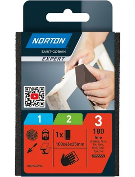 Taco Lija 4 Caras para Acabado final 100 x 65 x 25 mm - NORTON EXPERT - FashionsVida
