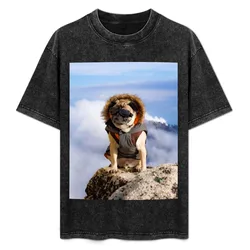 Mack the Mountain Climbing Pug T-Shirt Basic Daily Outfit Short Sleeve Tee