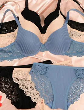 Conjuntos de Sujetador y Bragas de Encaje Floral Acanalado para Mujer, Conjunto de Sujetador de Encaje para Mujer XL - Shein - FashionsVida