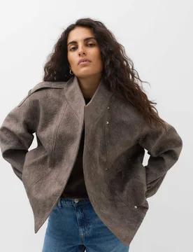 Textured Funnel Neck Bomber Jacket Grey female - M&S - FashionsVida