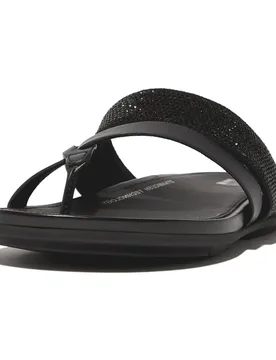 Claquettes Gracie Crystal Leather Strappy Toe-post Black EU 37 - Fitflop - FashionsVida