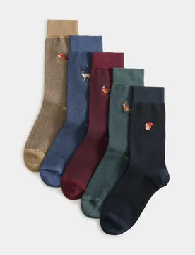 Pack Cool & Fresh™ Woodland Socks Multi male - M&S - FashionsVida