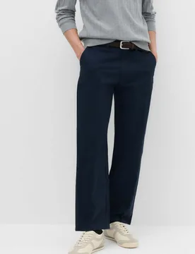 Loose Fit Stretch Chinos Navy male - M&S - FashionsVida