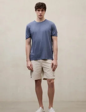 Pantalones cortos cargo de hombre de tiro medio en algodón - Ecoalf - FashionsVida