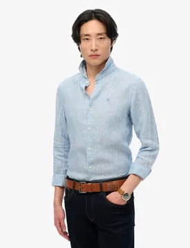 Superdry Men's Vacation Leinenhemd mit Stickerei - Reguläre Passform Blau - Größe: S - 79.99 - FashionsVida
