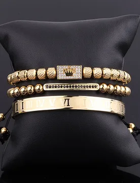 Luxury CZ Pave Crown Charm Stainless Steel Roman Bangle Bracelet Men Women Jewelry Gift - Aliexpress - FashionsVida