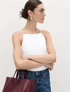 Cotton Rich Square Neck Spaghetti Strap Vest White female - M&S - FashionsVida