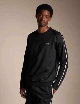 Iconic Pure Cotton Crew Neck Sweatshirt Black male - BOSS - FashionsVida