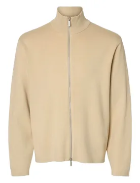 Giacca zip teller relaxed zip cardigan - oatmeal - Selected - FashionsVida