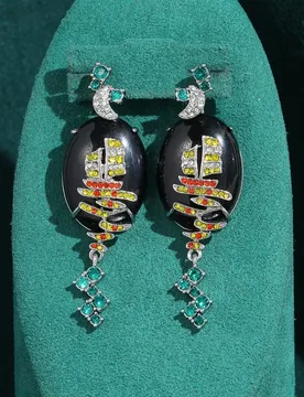 Vintage Black Agate Oval Drop Earrings Luxury Antique Art Deco Gold Color Rhinestone Jewelry For Women Brand High Quality Gift - Aliexpress - FashionsVida