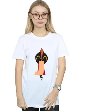 Women's Alphabet J Is For Jafar Cotton Boyfriend T-Shirt in White Size: Large - White - Size: L - Disney - FashionsVida