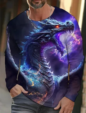 D Dragon Digital Print Men's T-Shirt Harajuku Streetwear O-Neck Graphic T-Shirts Tops Fashion Sports Long Sleeve T-Shirt Men - Aliexpress - FashionsVida