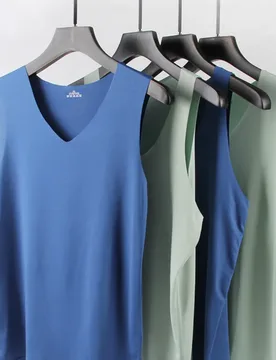 Summer Men's Casual Tank Tops Seamless Breathable Ice Silk T-Shirt Vest Men Sports Undershirt Solid Color Sleeveless V-neck Tees - Aliexpress - FashionsVida