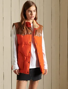 Superdry Damen Weste aus Ledergemisch in Übergröße Orange - Größe: M - 169.99 - FashionsVida