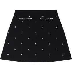 Falda corta de punto con strass bordado