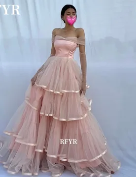 RFYR Fluffy Princess Dress Layers Prom Dress with Pleats Evening Dress Off Shoulder robes de soirée Customized - Aliexpress - FashionsVida