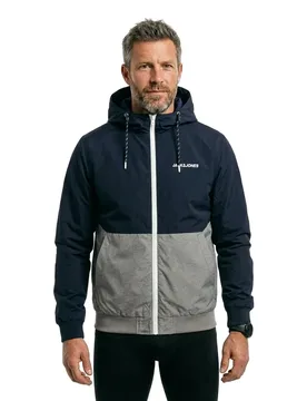 Giacca Bomber Rush Plus Size Sky Captain / White/Light Grey Melange Blocking 3XL - Jack & jones - FashionsVida