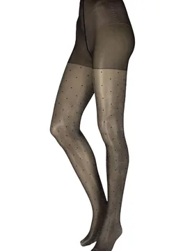 Women's 1 Pair Sparkle Polka Dot Tights Black / Silver M/L - Black - Size: Medium - Charnos - FashionsVida