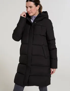 Andes Extreme Womens Long Down Jacket - Black - Black - Size: 14 - Mountain Warehouse - FashionsVida