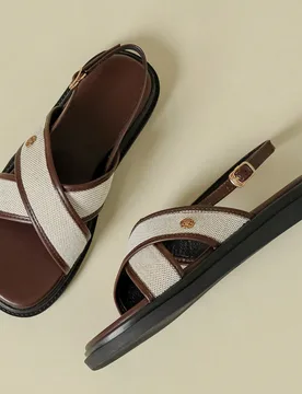 Nuevas sandalias de mujer con suela gruesa, hebilla, estilo colorblock, retro bohemio, tejido, punta abierta, antideslizante, cómoda, cuña, adecuada - Shein - FashionsVida