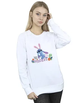 Women's Lilo & Stitch Hippity Hop Stitch Sweatshirt in White Size: Medium - White - Size: M - Disney - FashionsVida
