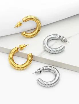 Cm Caterpillar C Shape Earrings Cuff Yellow Gold Plated HongKong Vintage Thread Stud Earrings Women Girls Birthday Gift - Aliexpress - FashionsVida