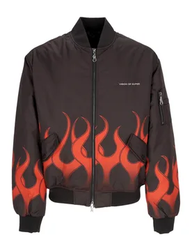 Giubbotto Bomber Uomo Flames Bomber Black/red - VISION OF SUPER - FashionsVida