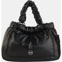 Bolso tote pequeño en material técnico acolchado con asas fruncidas y bandolera
