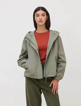 Chubasquero de mujer de poliéster wax olive green - Blue Banana - FashionsVida