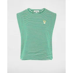 Camiseta de mujer de rayas con bordado