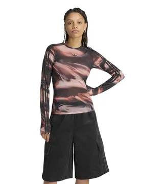 T-shirt à Manches Longues Graphic Mesh Vermillion / Crystal Linen / Aurora Coffee / Black M - Adidas Originals - FashionsVida
