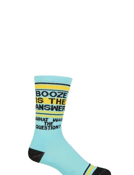 Pair Booze Is The Answer Cotton Socks Multi One Size - Blue - Size: One Size - Gumball Poodle - FashionsVida