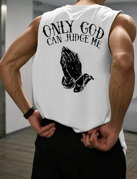 Men's Summer Leisure Sports Fitness Loose Prayer Gesture Pattern Printed Comfortable Breathable Round Neck Sleeveless Tank Top - Aliexpress - FashionsVida