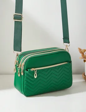 Pieza Bolso bandolera casual para mujer, diseño de 4 cremalleras, unicolor con patrón de onda personalizado, cómodo para llevar en la mano/hombro, - Shein - FashionsVida