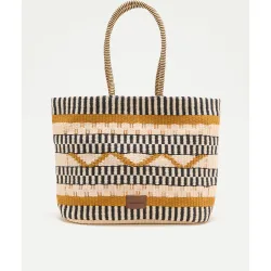 Bolso shopper maxi multicolor efecto rafia